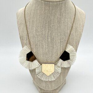 ZAD Boho Statement Bib Necklace Gold Tone Geometric Fringe Tassel Costume Gypsy